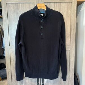 Carbon 2 Cobalt Men’s Large Sweater Mock Neck Henley Black